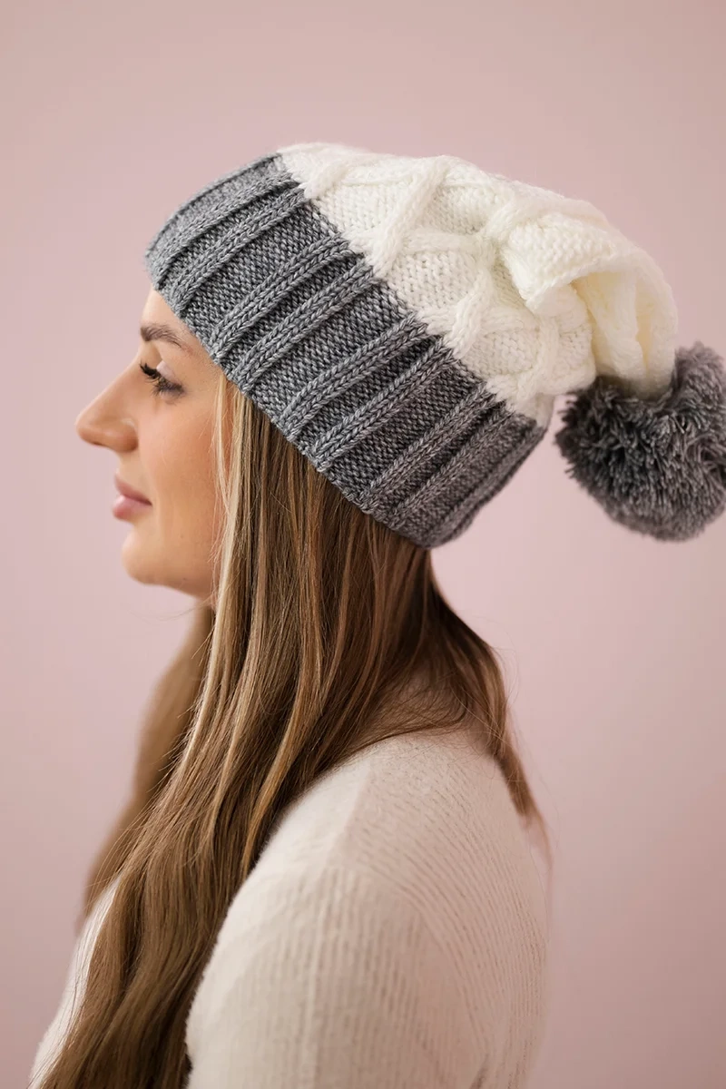 marka niezdefiniowana Cap with fleece Milano K203 dark beige melange + ecru