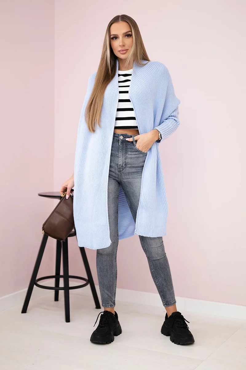 Sweater with batwing sleeve blue