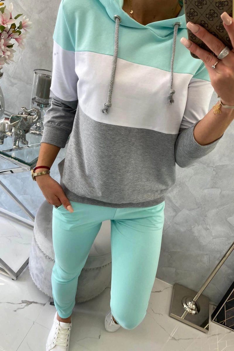 Kesi Set with colorful stripes mint+white