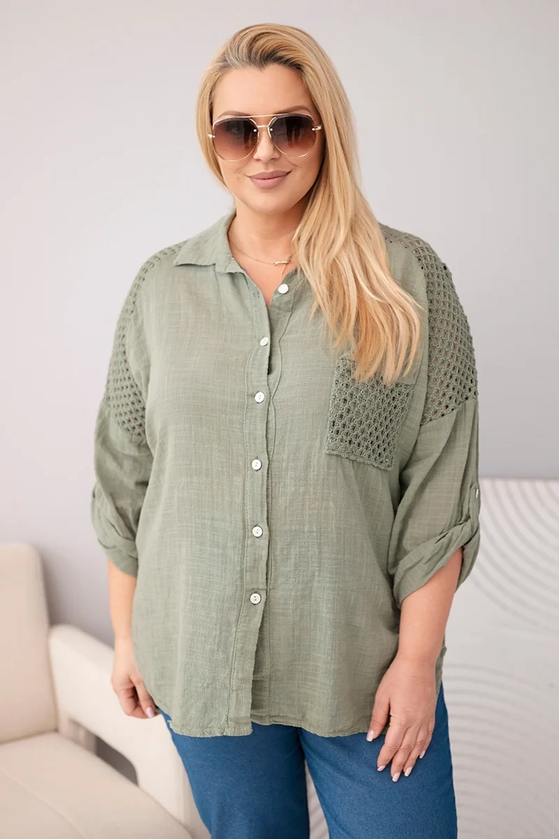 Дамска риза Kesi с големи размери и дантела