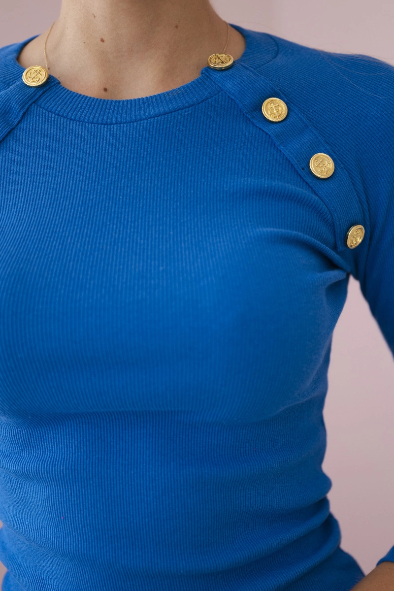 Dress with decorative buttons purple-blue