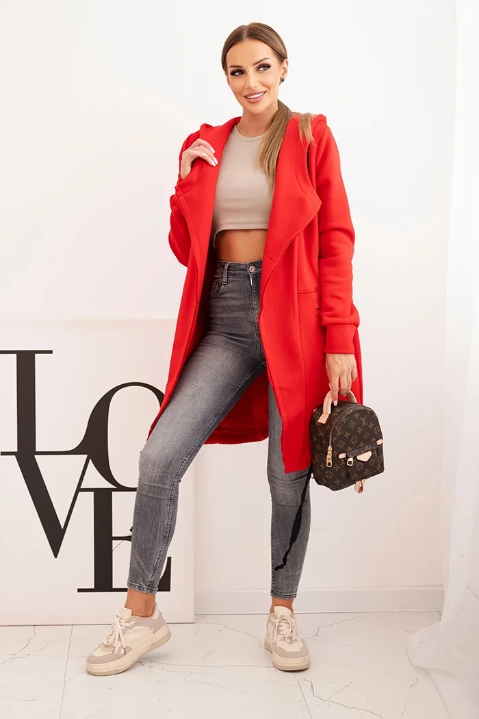 Insulated raincoat with hood red