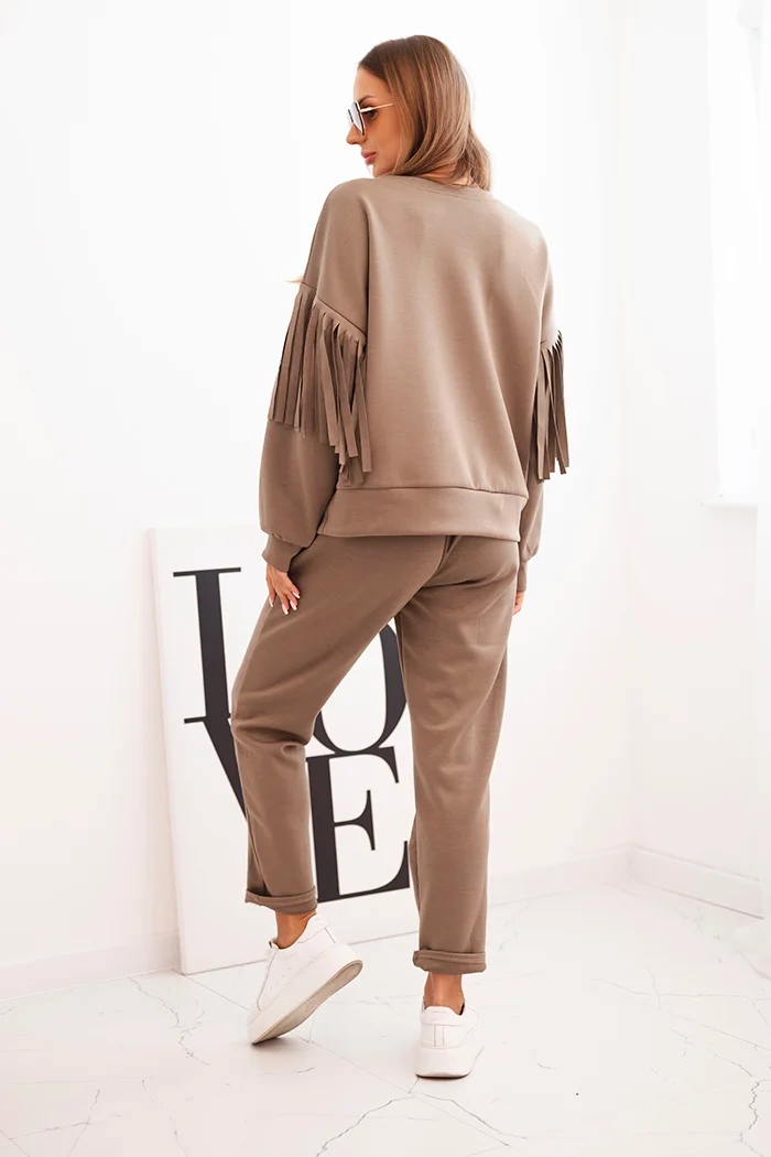 Kesi Włoski Ladies&#039; butter set with fringe on the sleeves fango