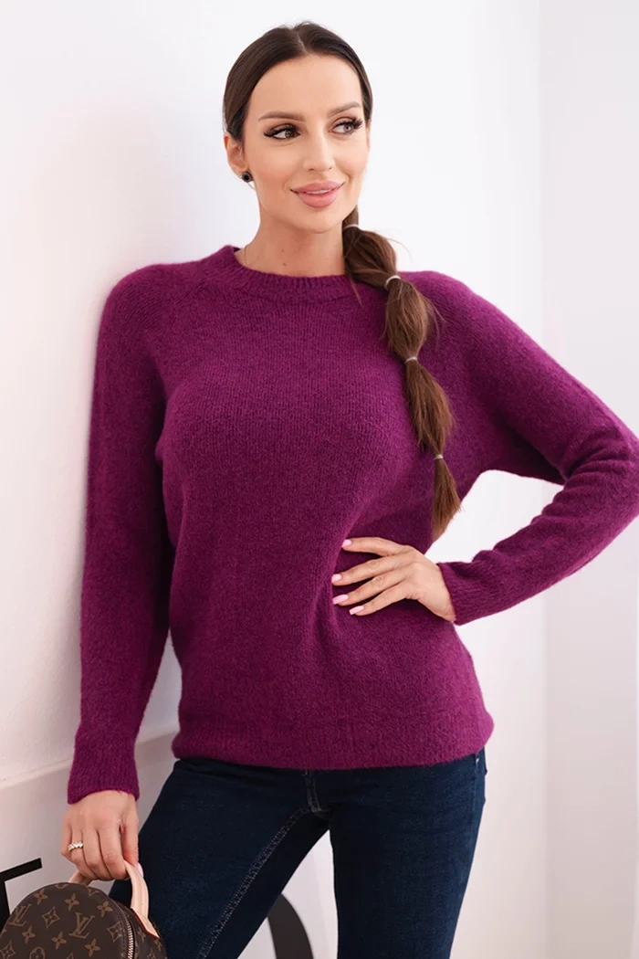 Kesi Włoski Women's sweater made of baby alpaca with long sleeves dark purple