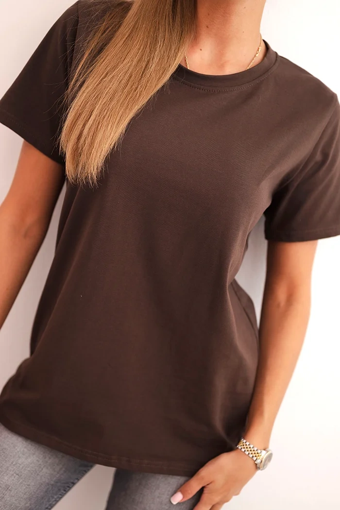 Polski Women's cotton blouse in a classic cut brown