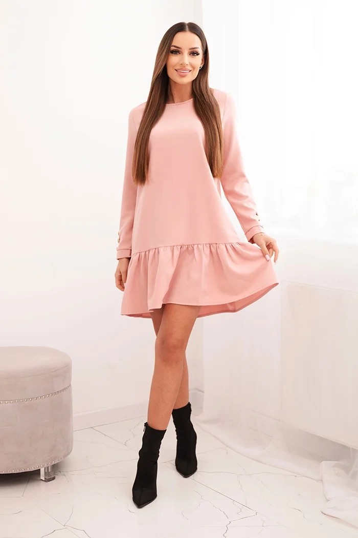 Ruffle dress in dark powder pink