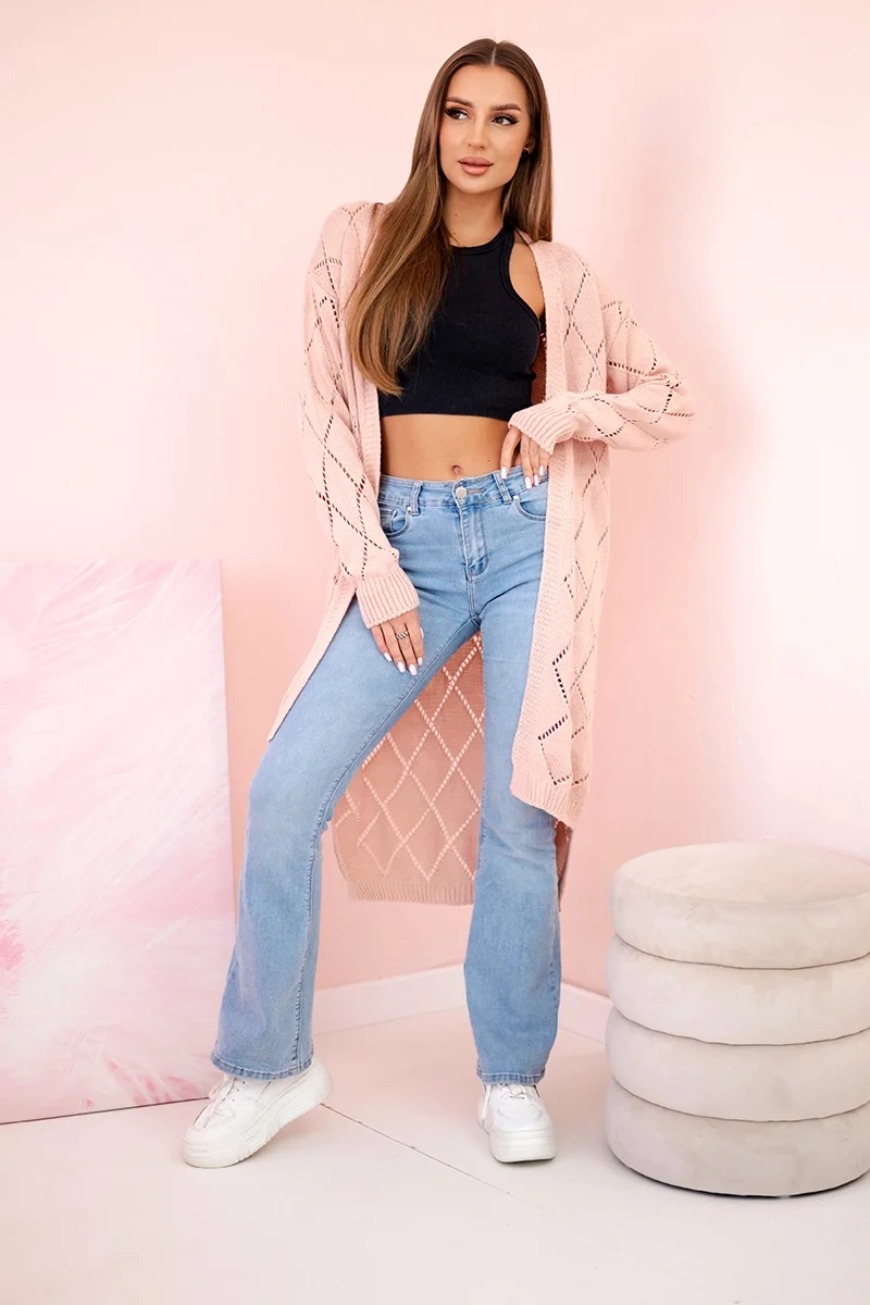 Sweater with geometric pattern powder pink