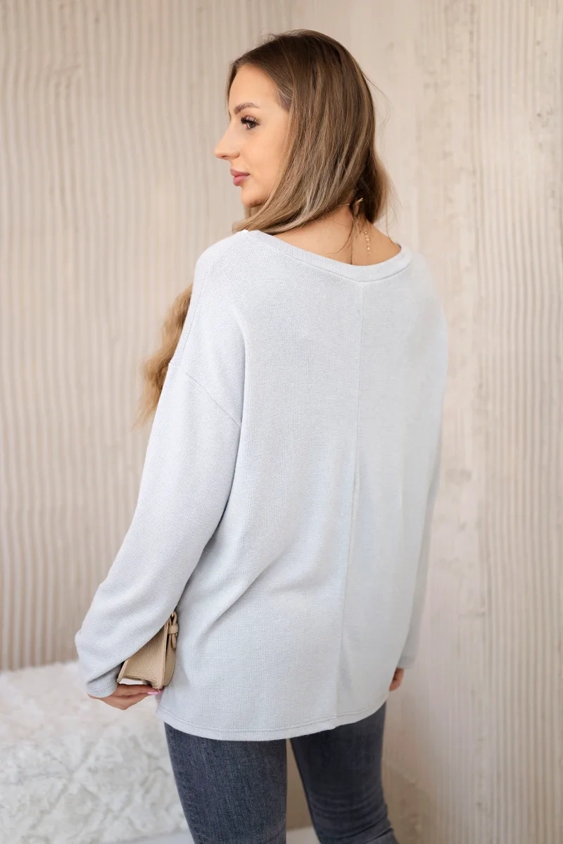 Kesi Włoski Blouse with necklace grey