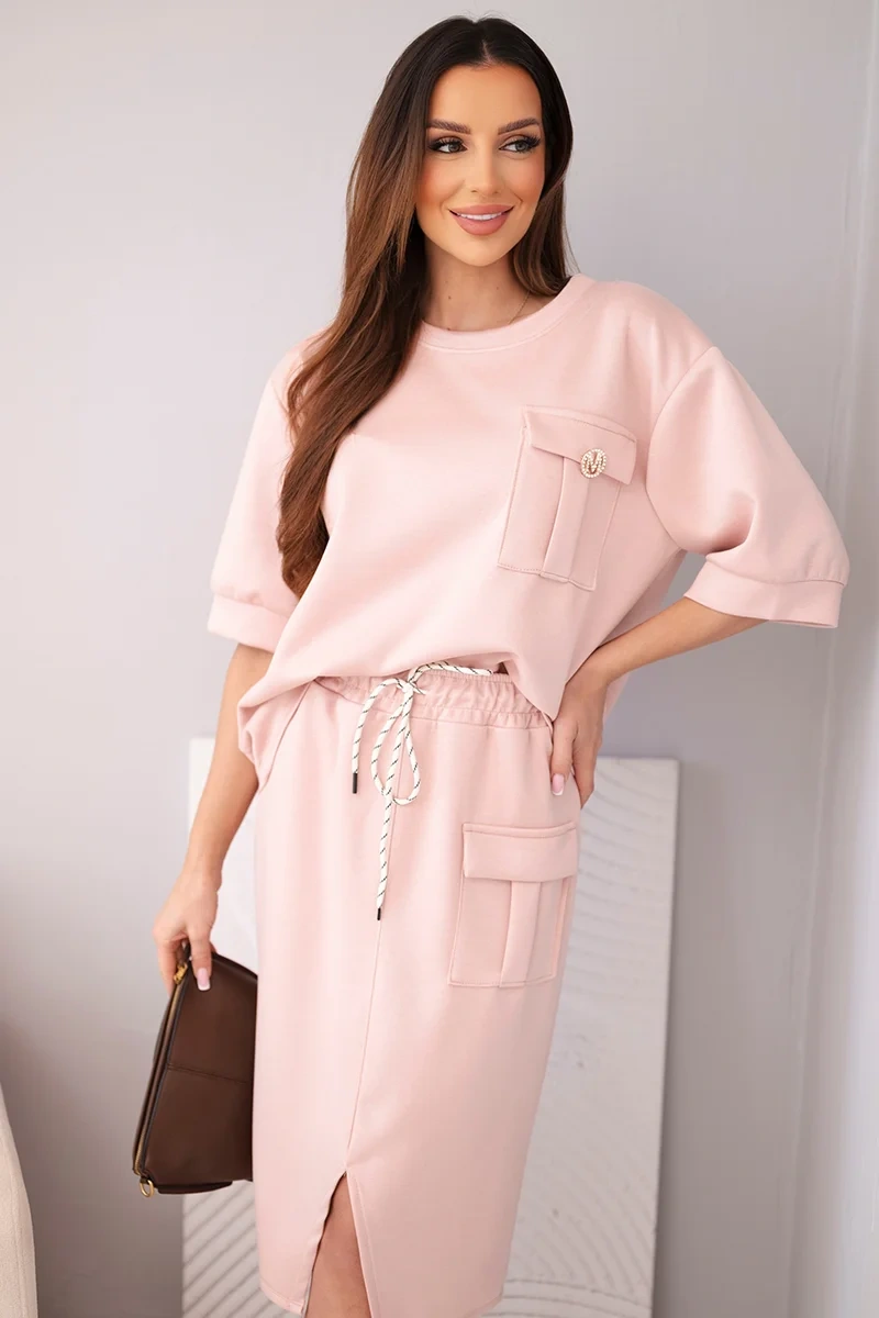 Dvouvrstvý set s blůzkou a midi sukní