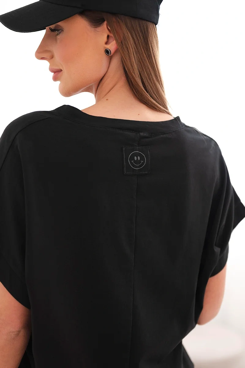 Dámská bavlněná halenka s výstřihem do V