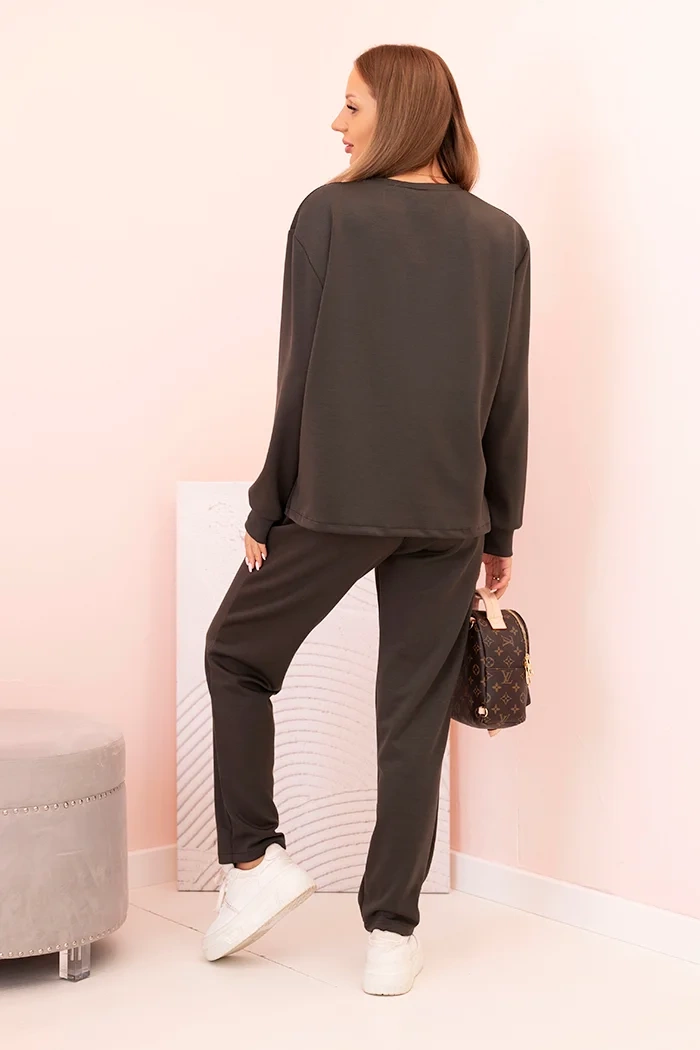 Kesi Włoski Women&#039;s set butter sweatshirt and pants with elastic khaki