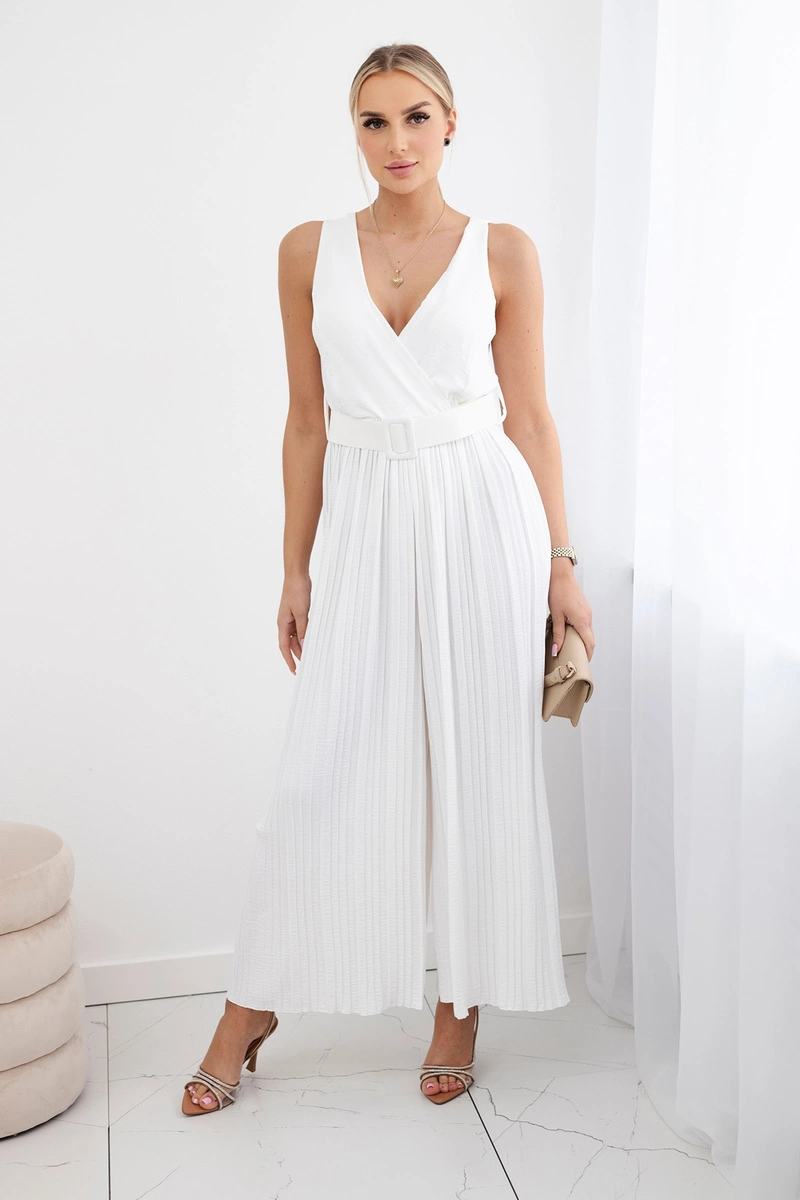 Kesi Włoski Pleated viscose jumpsuit ecru