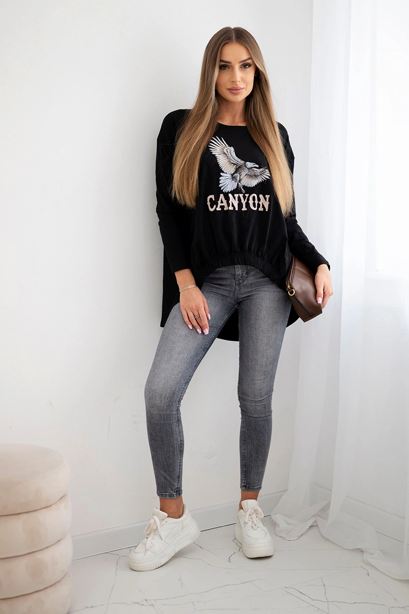Kesi Women's blouse with eagle and Canyon inscription black