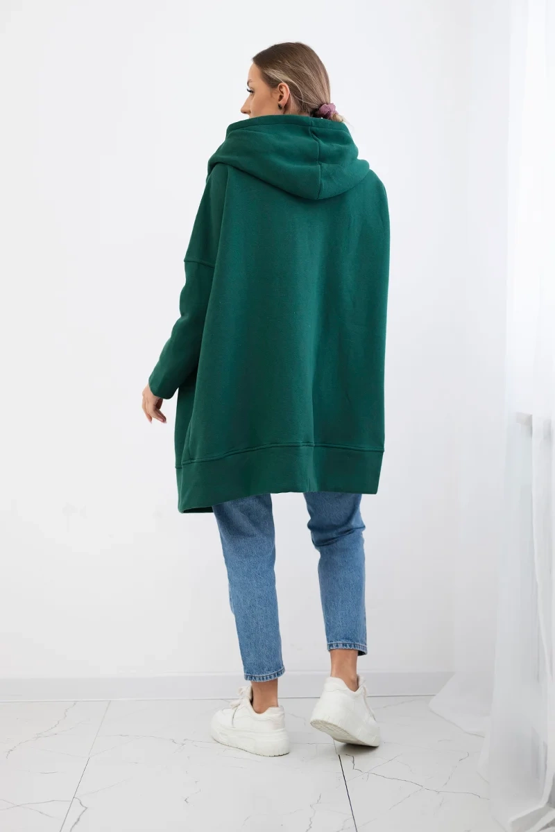 Insulated sweatshirt with zipper dark green