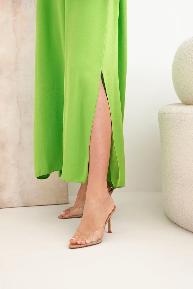 Women's maxi dress with straps - light green