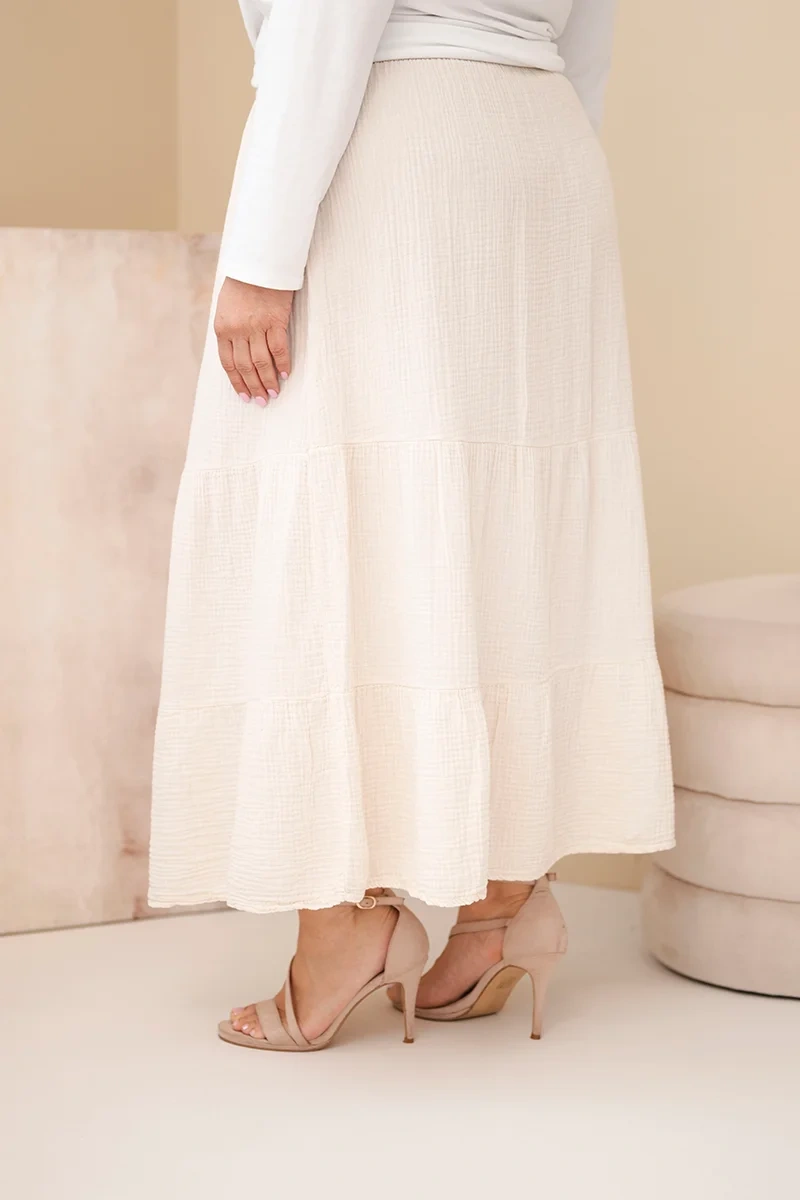 Kesi Plus Size bavlnená sukňa s volánom