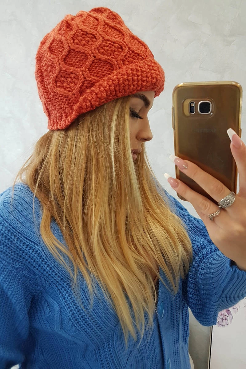 marka niezdefiniowana Cap with fleece Roma Bis K235 orange