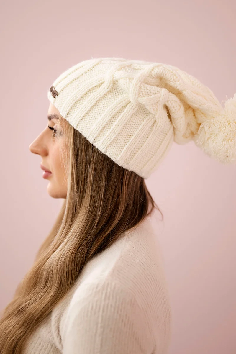 marka niezdefiniowana Čapica s fleece Milano K203 tmavo béžová melanž + ecru
