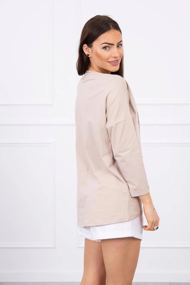 marka niezdefiniowana Blouse with graphics American Girl beige S/M - L/XL