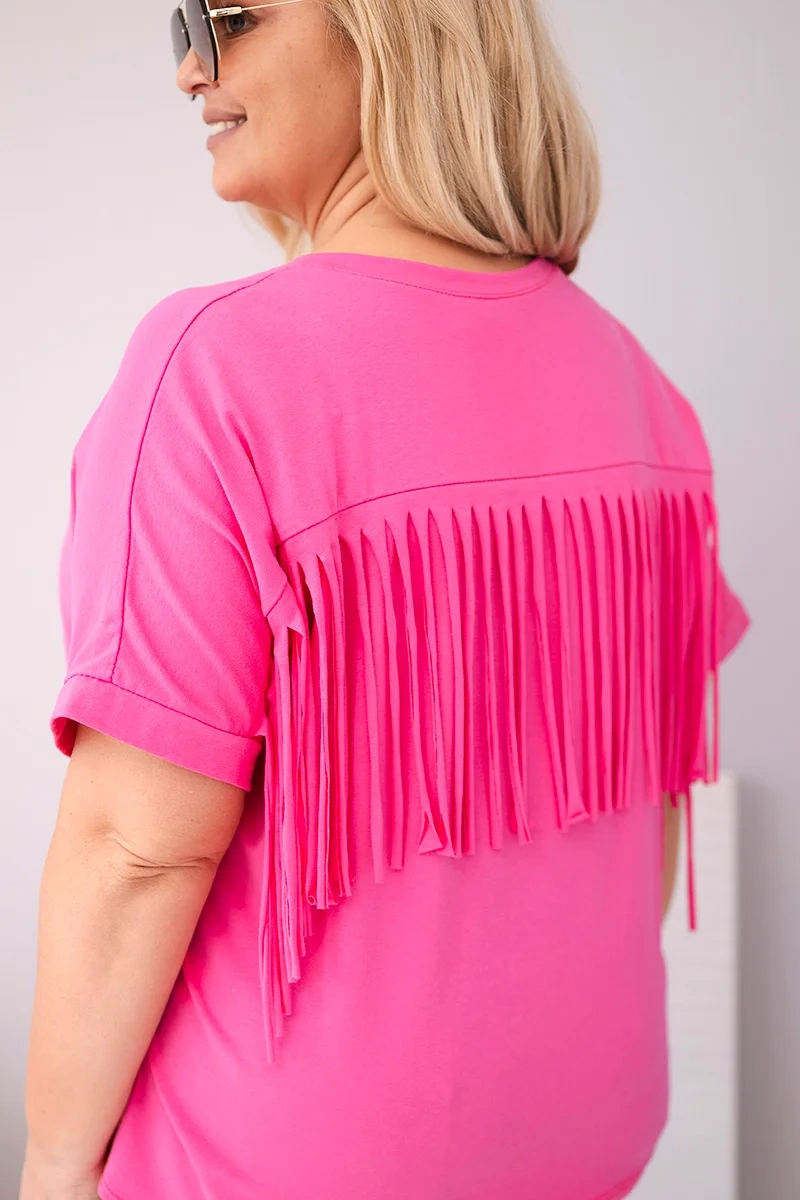 Růžová oversize halenka s V-výstřihem