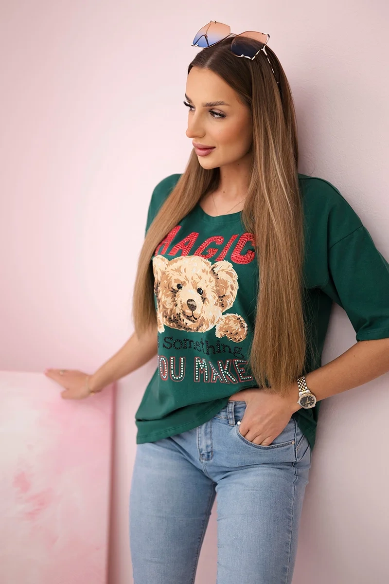 Blouse with Magic green print