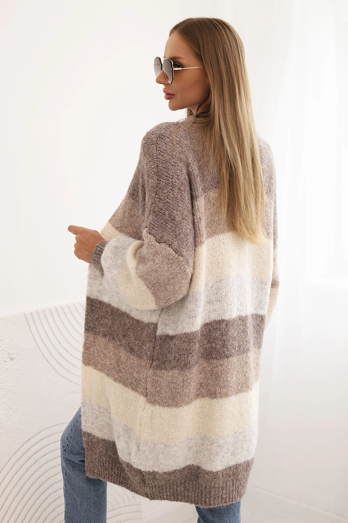 Kesi Włoski Women's cardigan with wool in colorful stripes fango