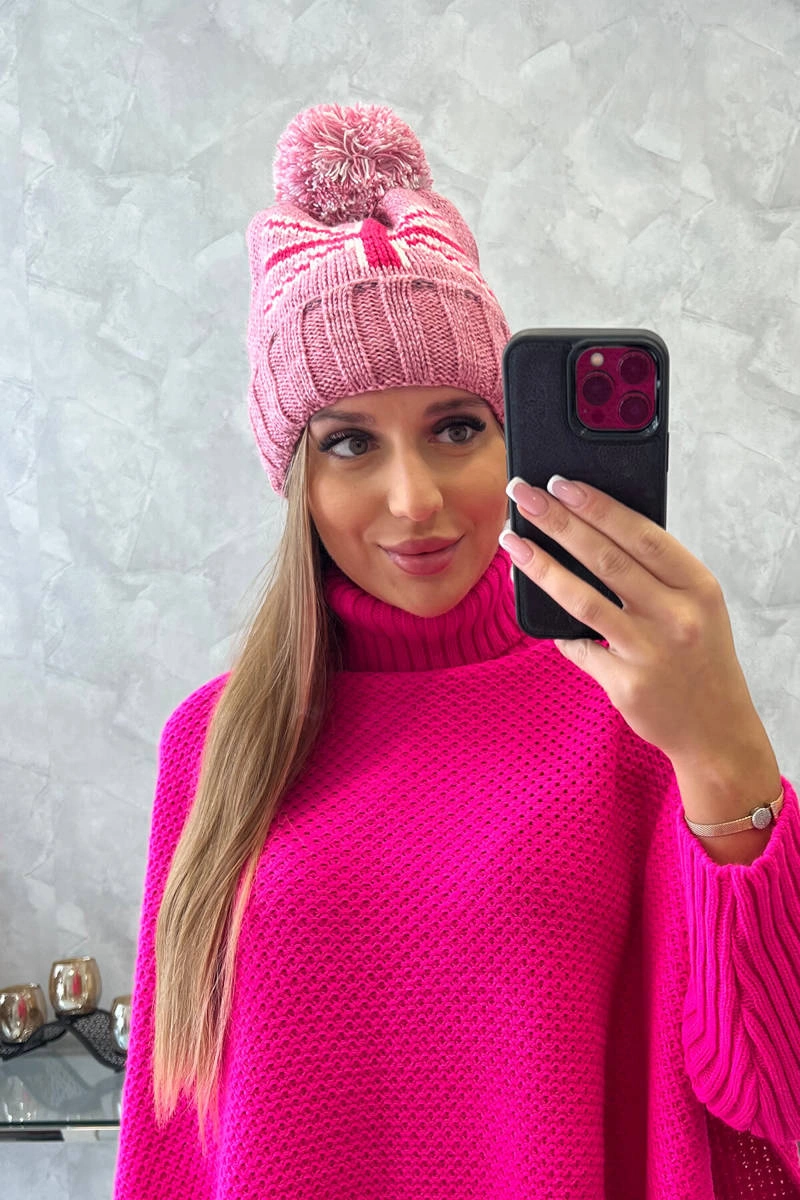 marka niezdefiniowana Cap with a pompom Elizabeth K386 dark pink