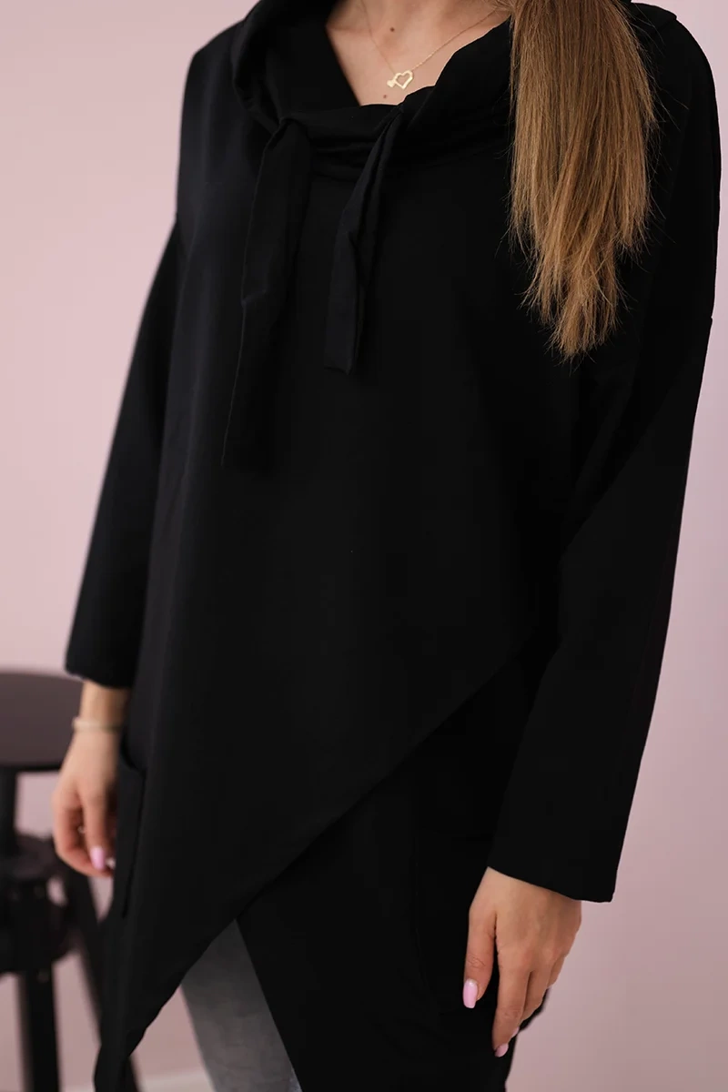 Tunic with a clutch front Oversize black