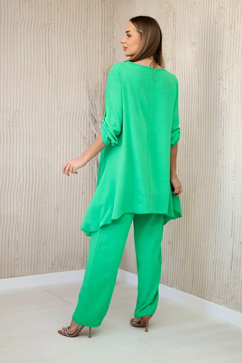 Set of blouse + trousers with pendant light green color