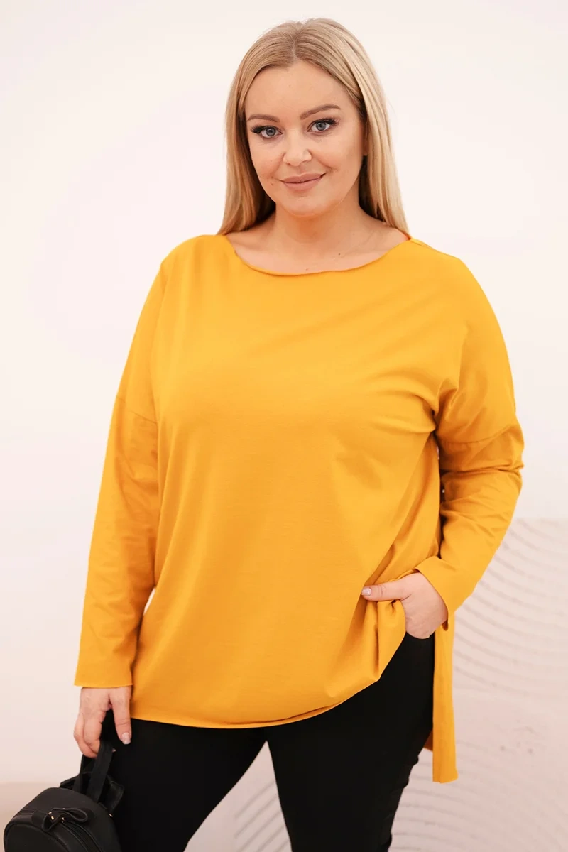 Asymetrická plus size blúzka s dlhými rukávmi