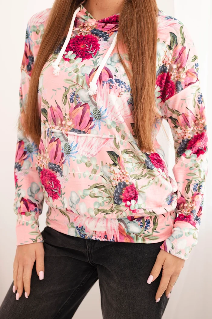 Velour hoodie in pink