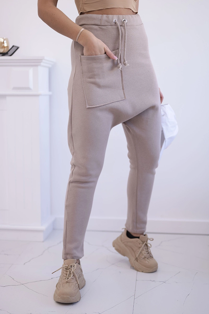 Set with Baggy trousers dark beige