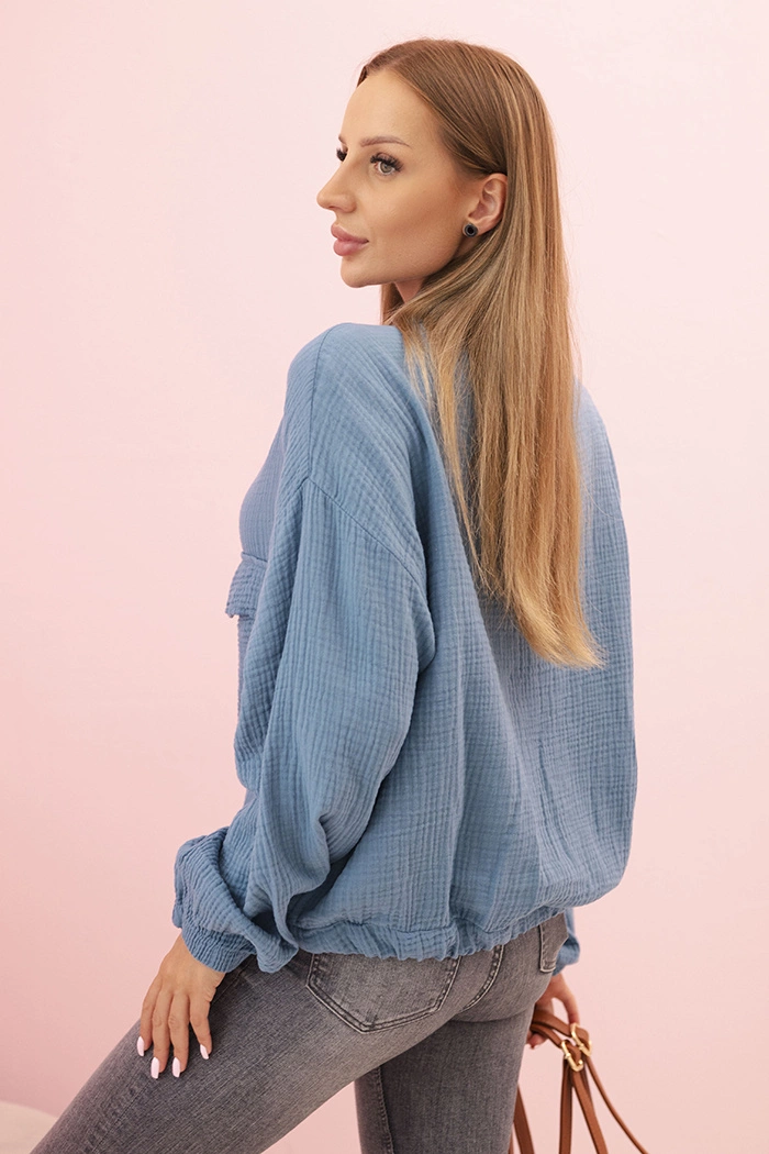 Kesi Włoski Women's muslin shirt with long sleeves denim