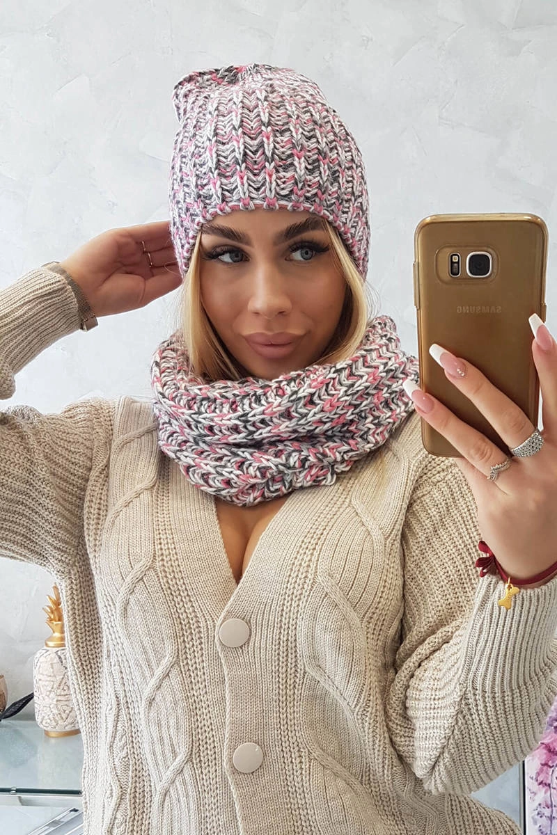 marka niezdefiniowana Women&#039;s set with fleece Merry K202 pink + gray