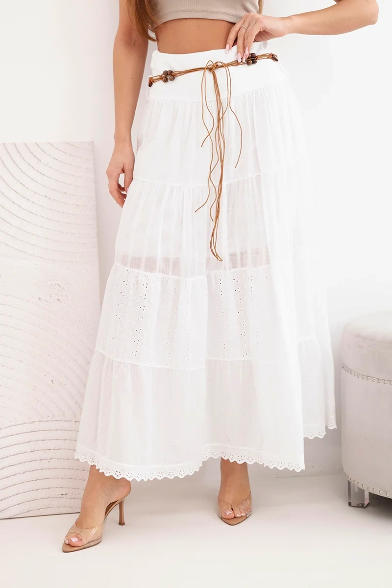 Дамска макси пола Kesi с отворена бродерия