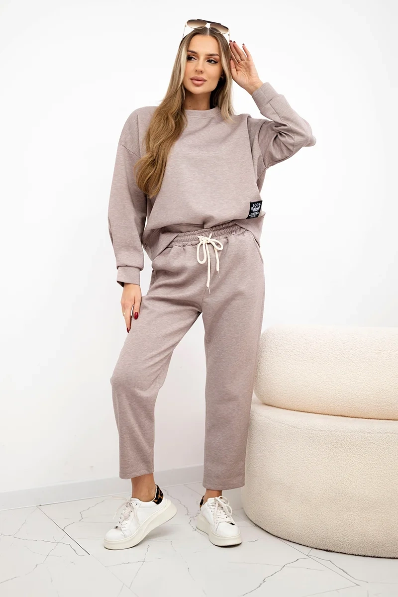 Kesi Włoski Viscose set sweatshirt + pants beige melange