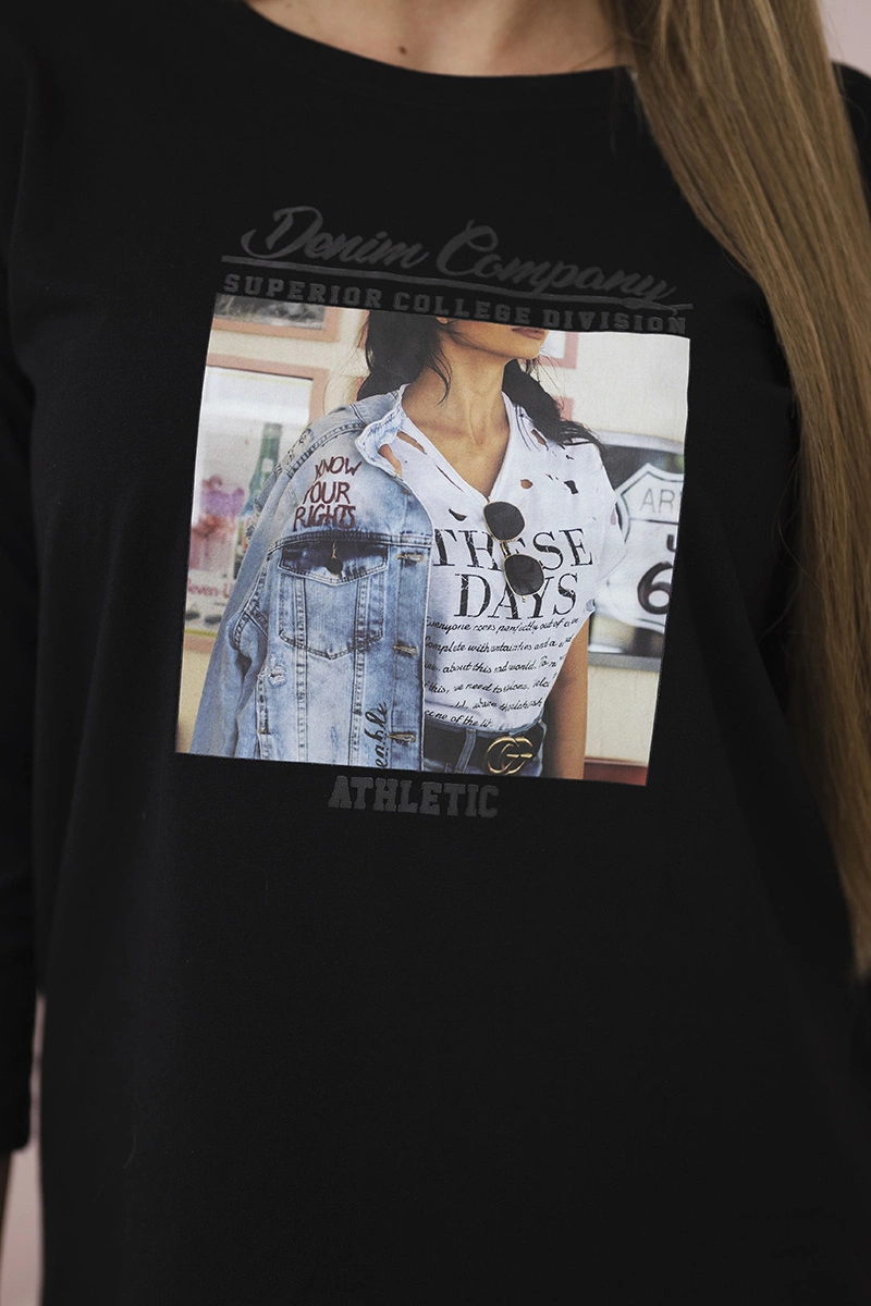 Blouse with Collage print black