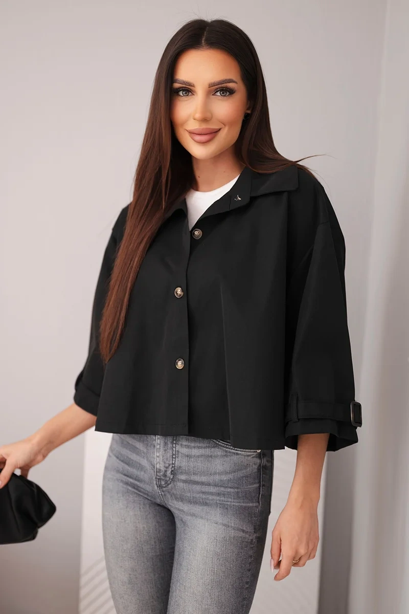 Дамско памучно пролетно яке Kesi Włoski, черно