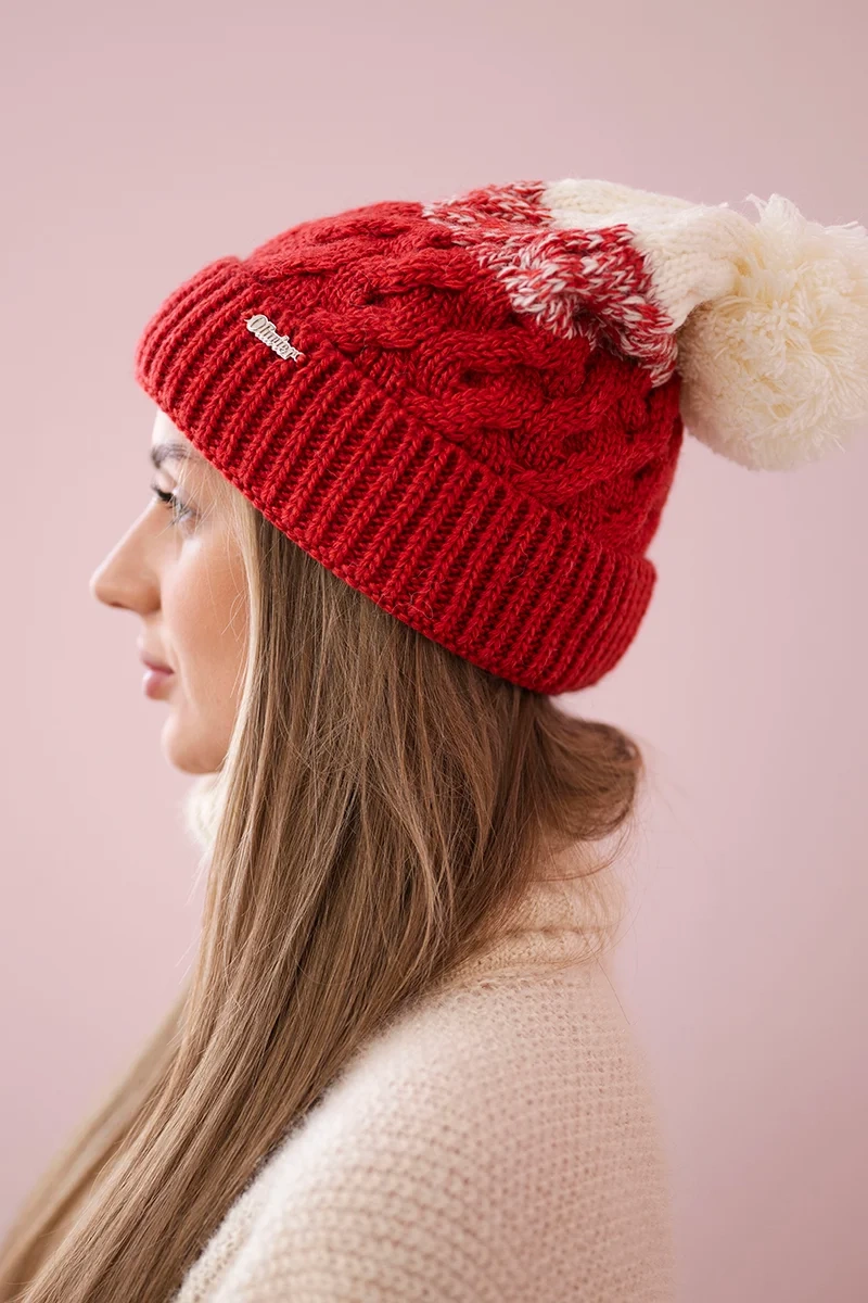 marka niezdefiniowana Cap with fleece Ilona K218 malina+ecru