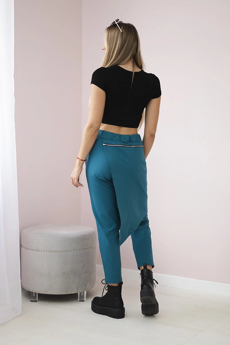 Włoski Punto Milano Winter trousers with a decorative zipper nautical