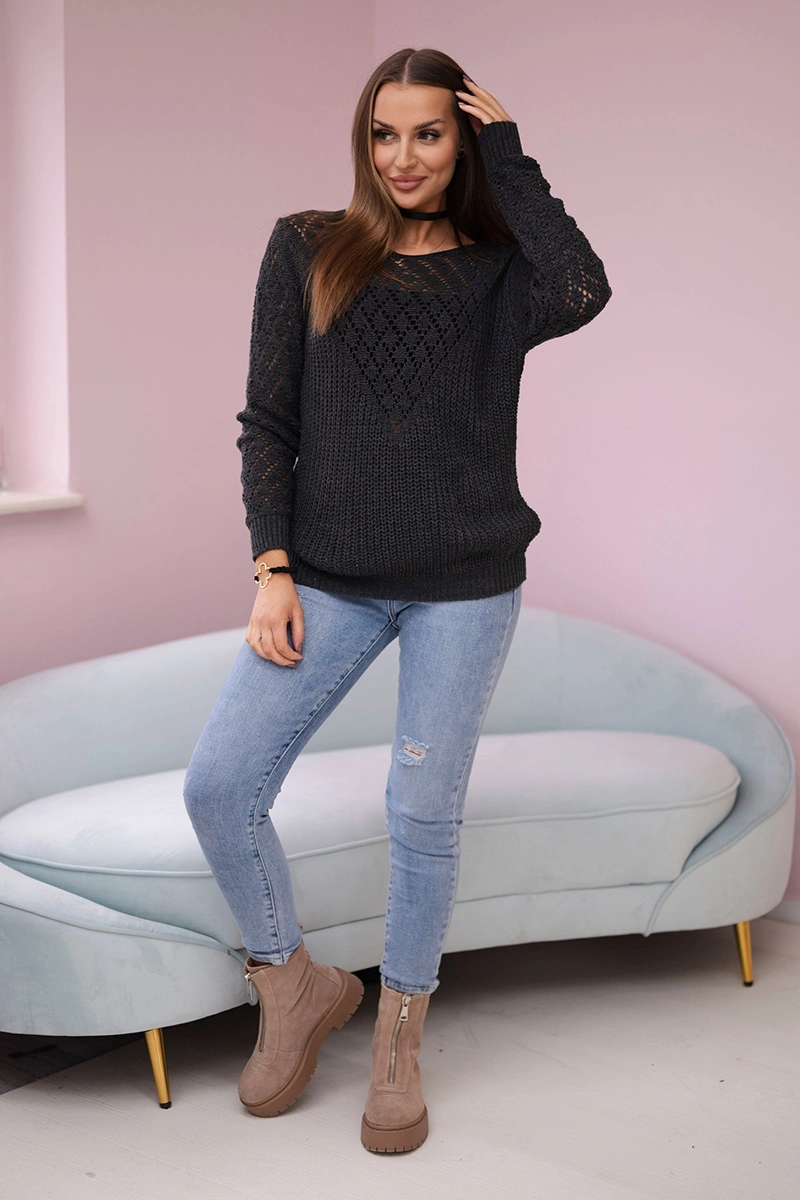 Openwork sweater made of graphite
