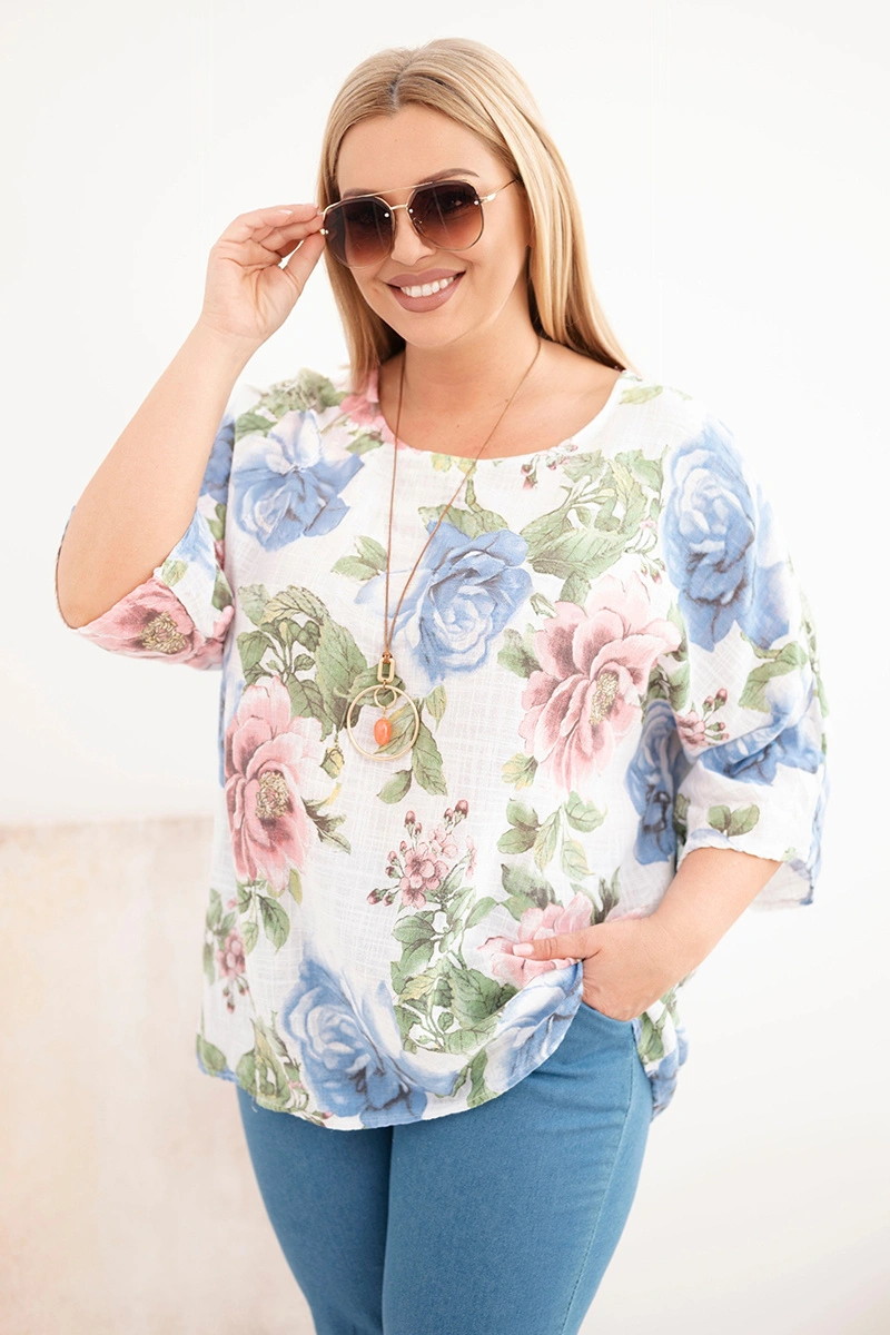 Дамска блуза с големи размери Kesi Włoski с флорален мотив