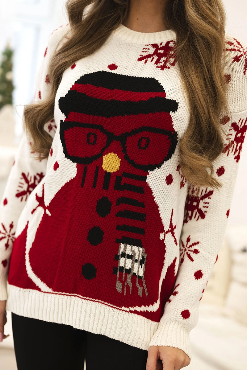 Christmas sweater with snowman ecru