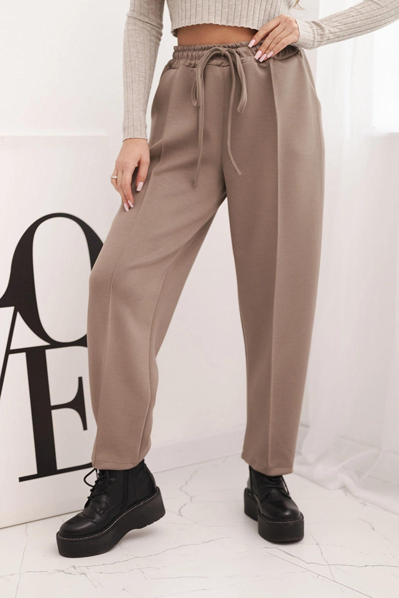 Kesi Włoski Elegant women's high-waisted pants with a tie at the waist fango