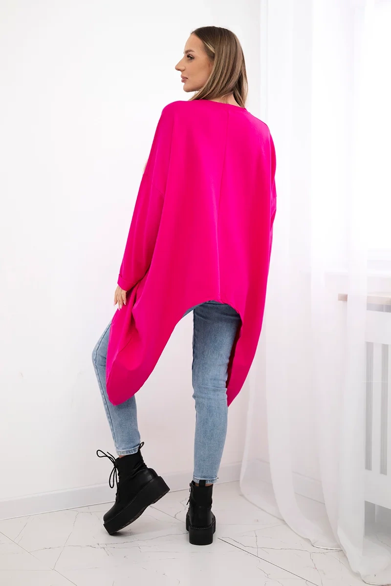 Blouse with an oversize fuchsia print