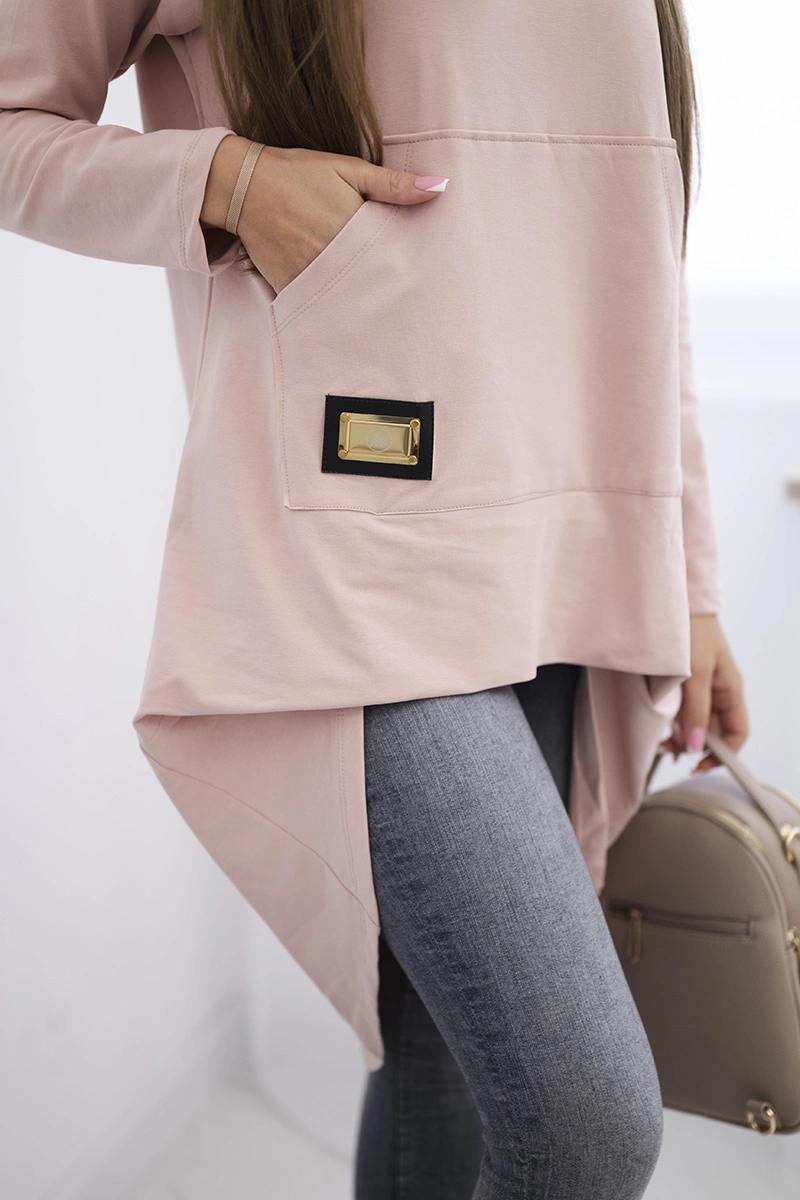 marka niezdefiniowana Sweatshirt with long back and hood dark powdered pink