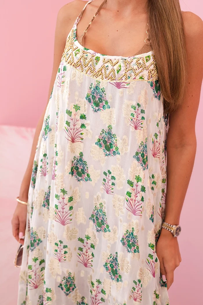 Kesi Włoski Women's dress with straps made of light viscose with a frill violet