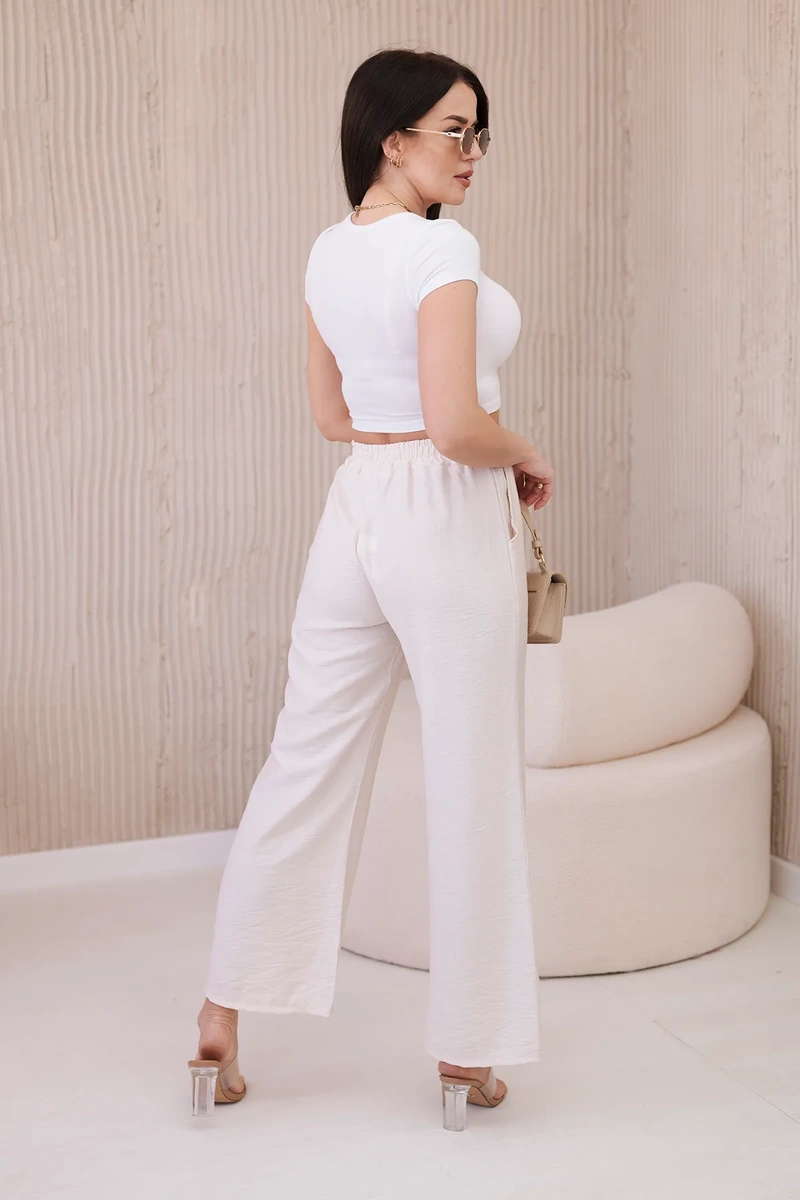 Viscose wide trousers in light beige color