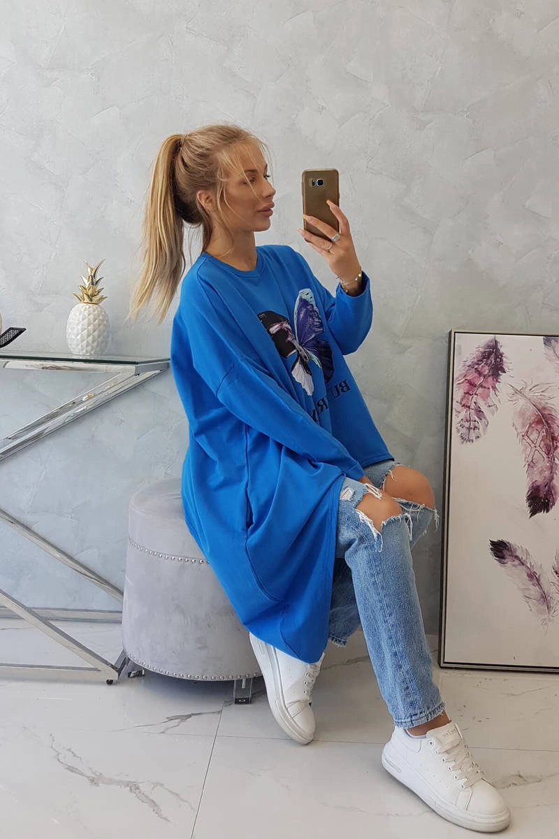 Blouse with oversize print purple blue