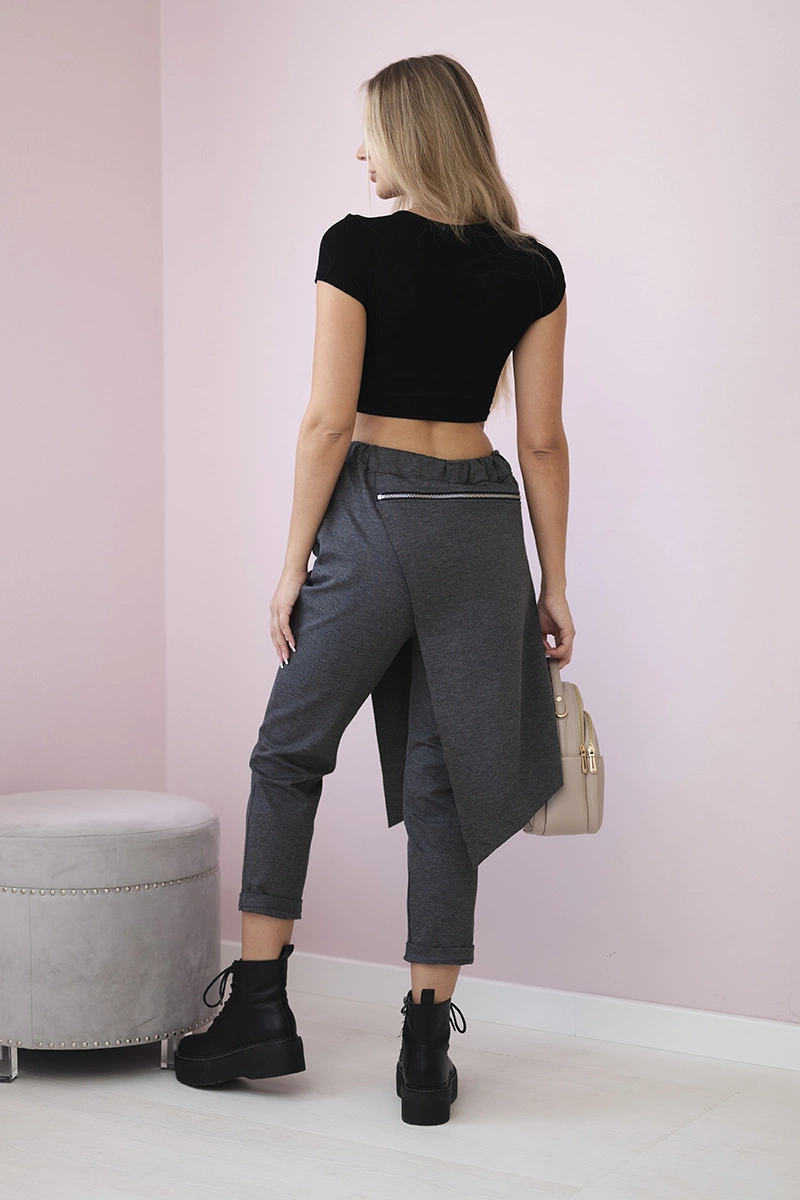 Włoski Punto Milano Winter trousers with a decorative zipper Graphite